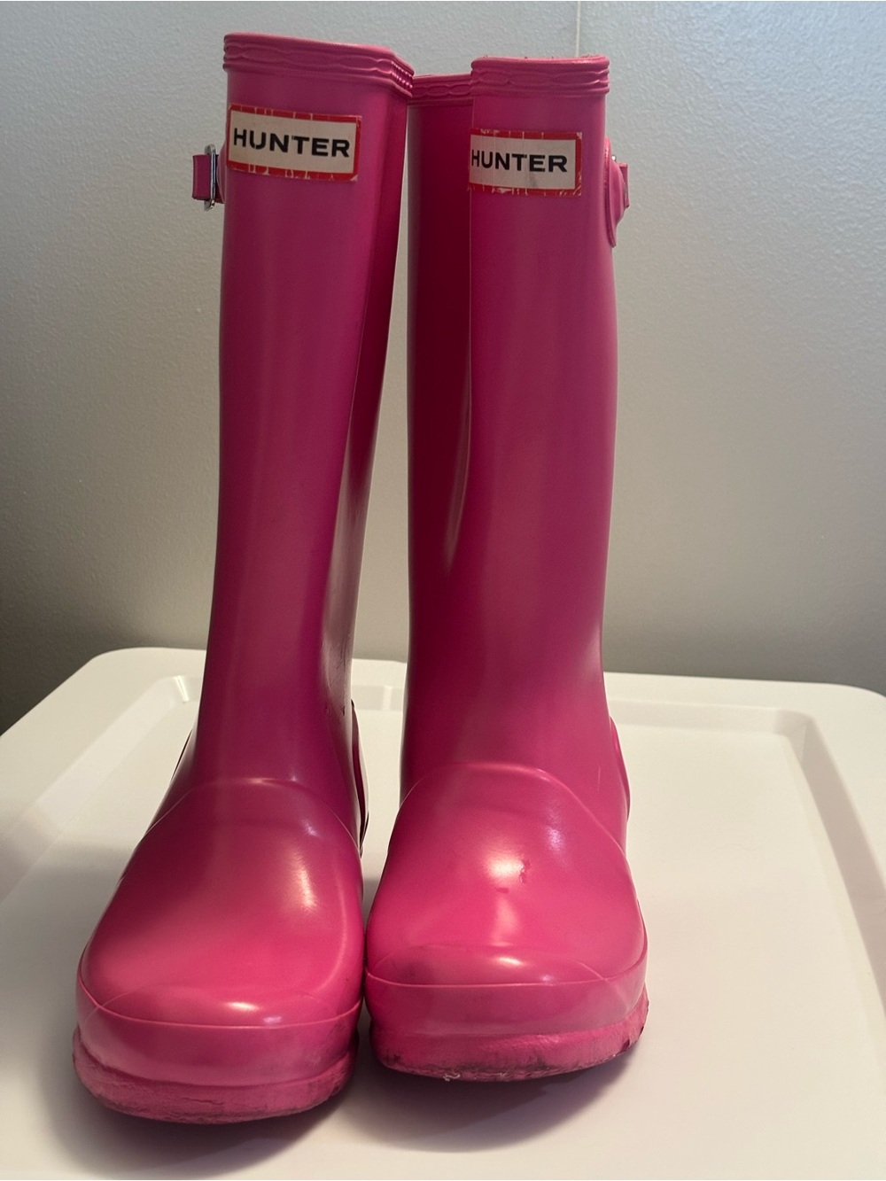 Hunter Kids Tall Rain Boots in Hot Pink